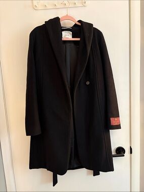 Aritzia Black Montgomery Hooded Wool Pea Coat